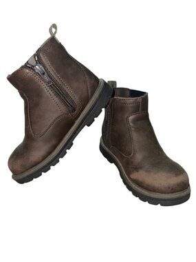 Wonder Nation Girls Brown Side Zip Up Ankle Boots